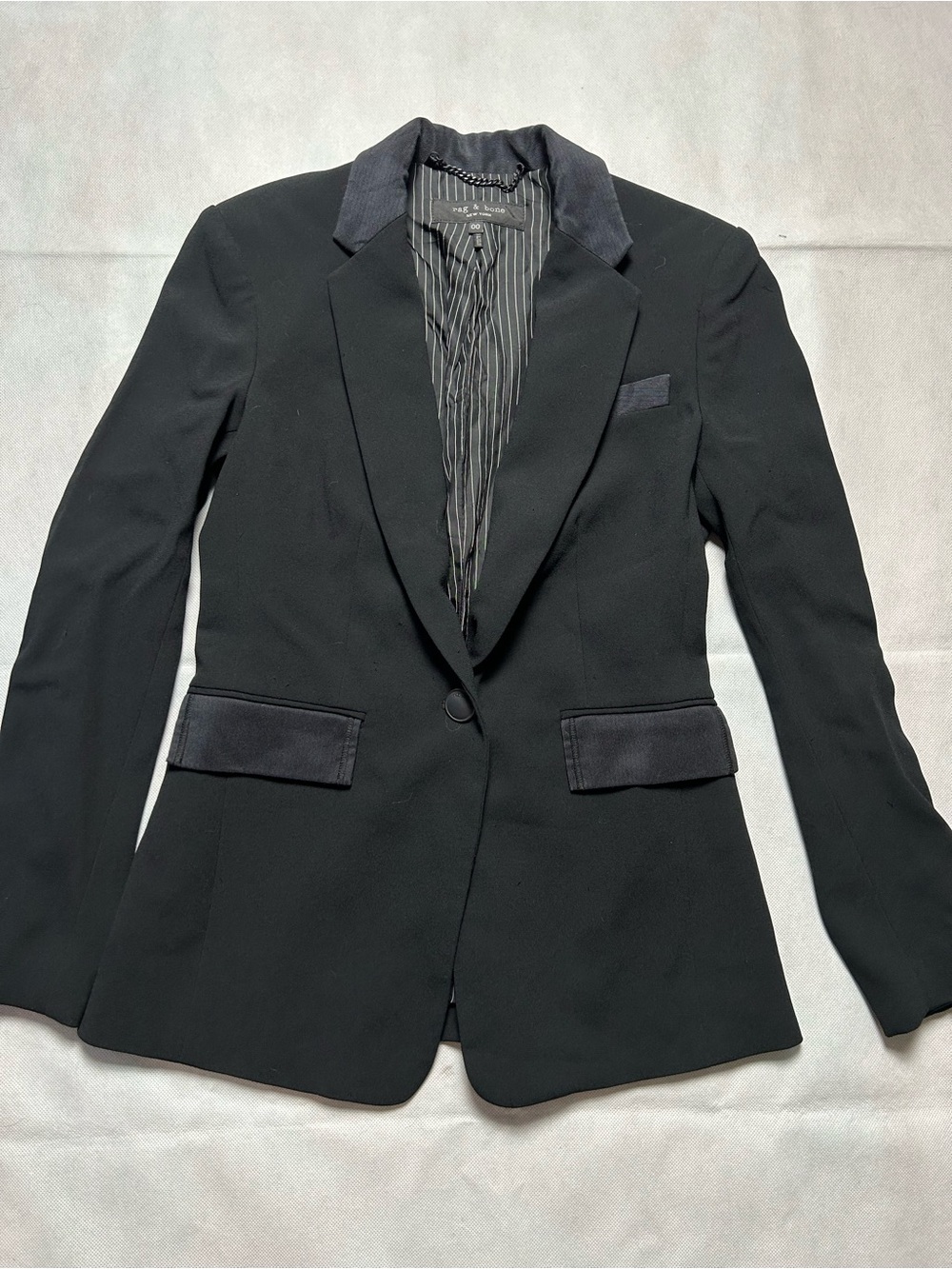 Rag & Bone black crepe one button blazer size 00